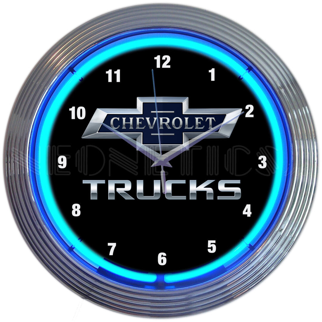 CHEVY TRUCKS 100TH ANNIVERSARY NEON CLOCK