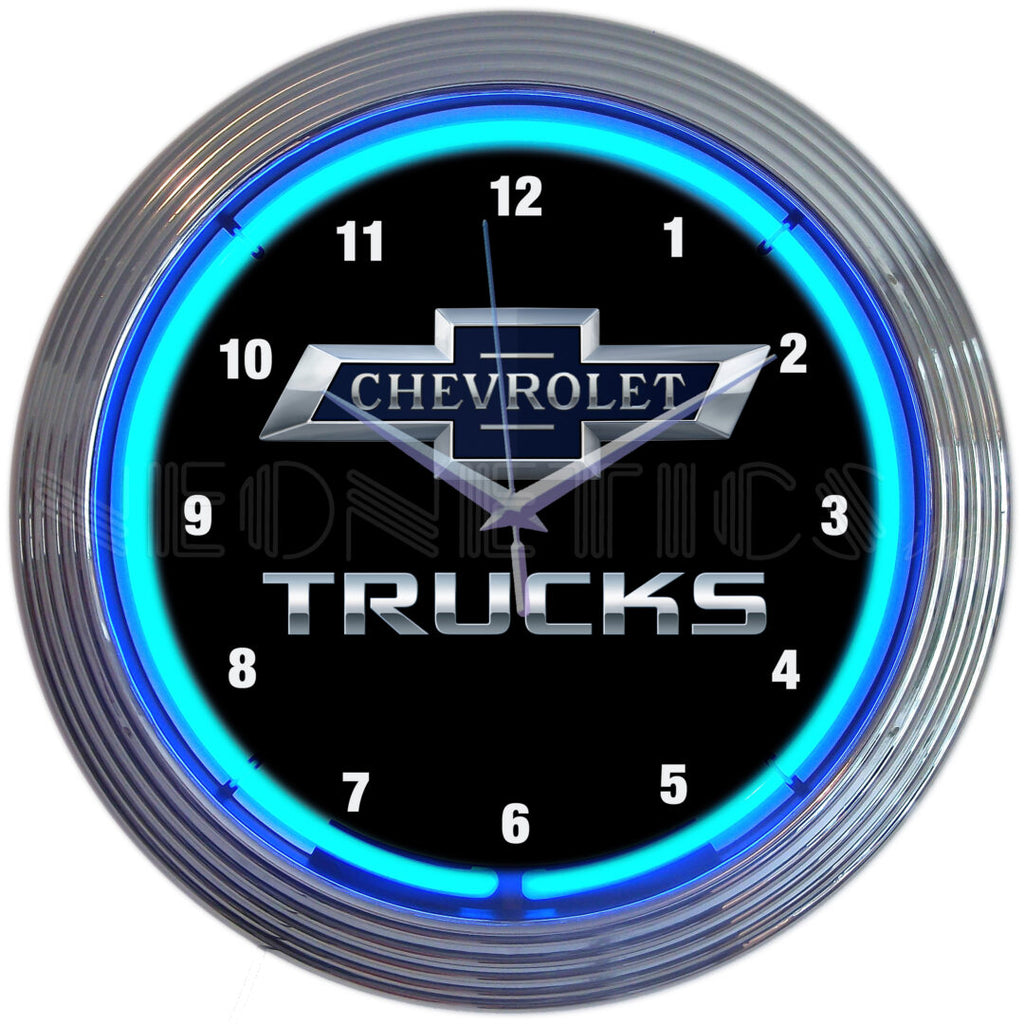 CHEVY TRUCKS 100TH ANNIVERSARY NEON CLOCK