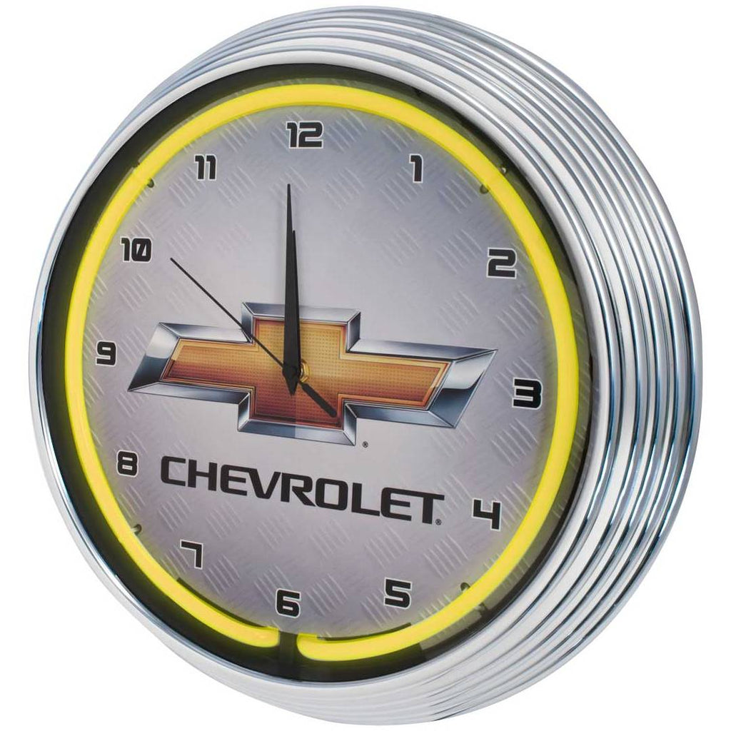GM CHEVROLET YELLOW NEON CLOCK