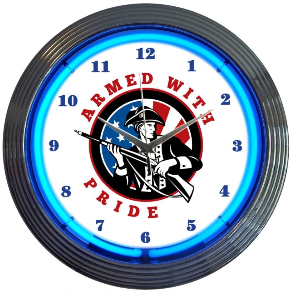 GUN - ARMED WITH PRIDE FIREARMS NEON CLOCK
