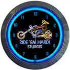MOTORCYCLE RIDE EM HARD STURGIS NEON CLOCK