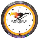 FORD MUSTANG SINCE 1964 ORANGE NEON CLOCK