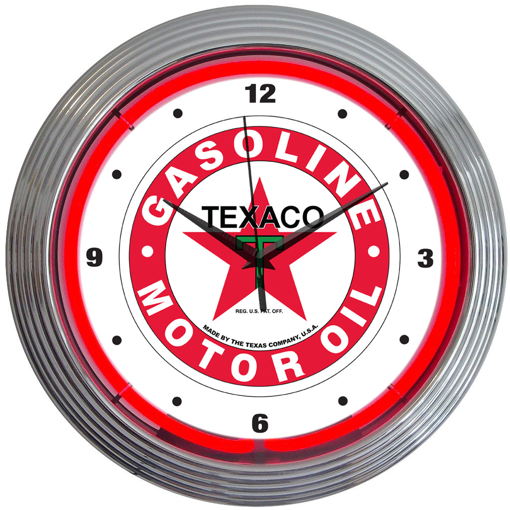 TEXACO GASOLINE NEON CLOCK