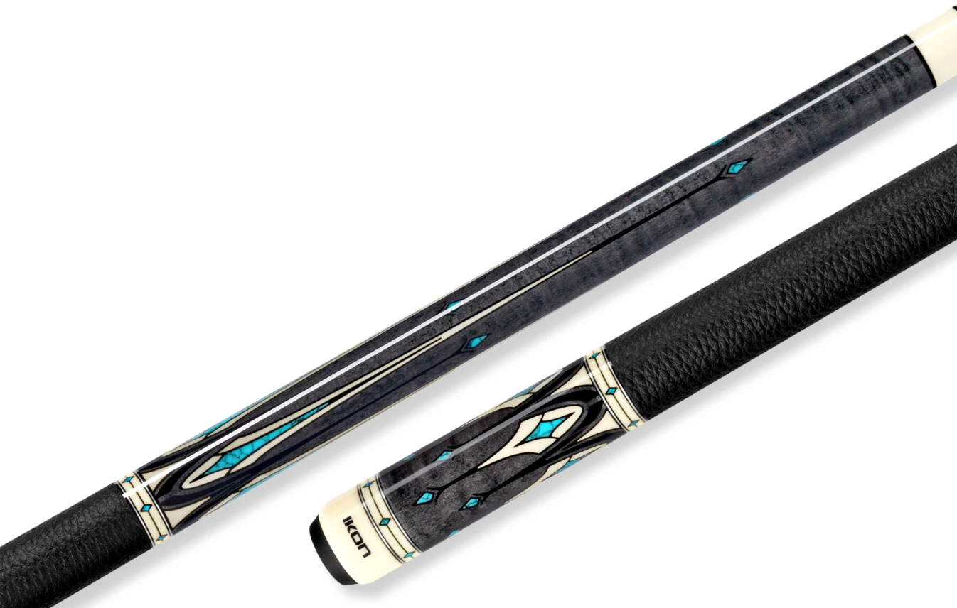 Predator Ikon 4-5 Micarta/Turquiose Pool Cue Stick w/ Silver Rings