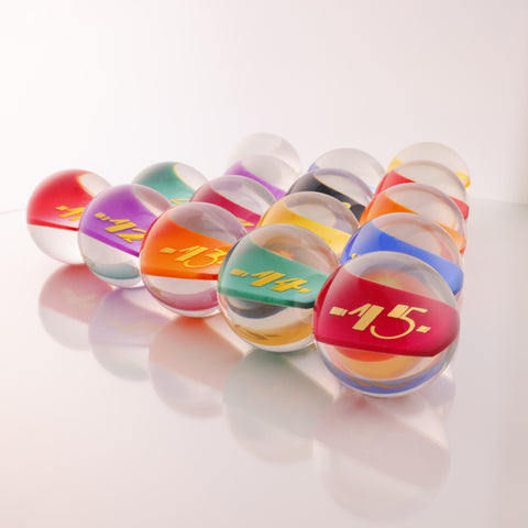 Clear Pool Billiards Balls Set by SRS - Full Set 2-1/4 in. Transparent w/ Gold Print