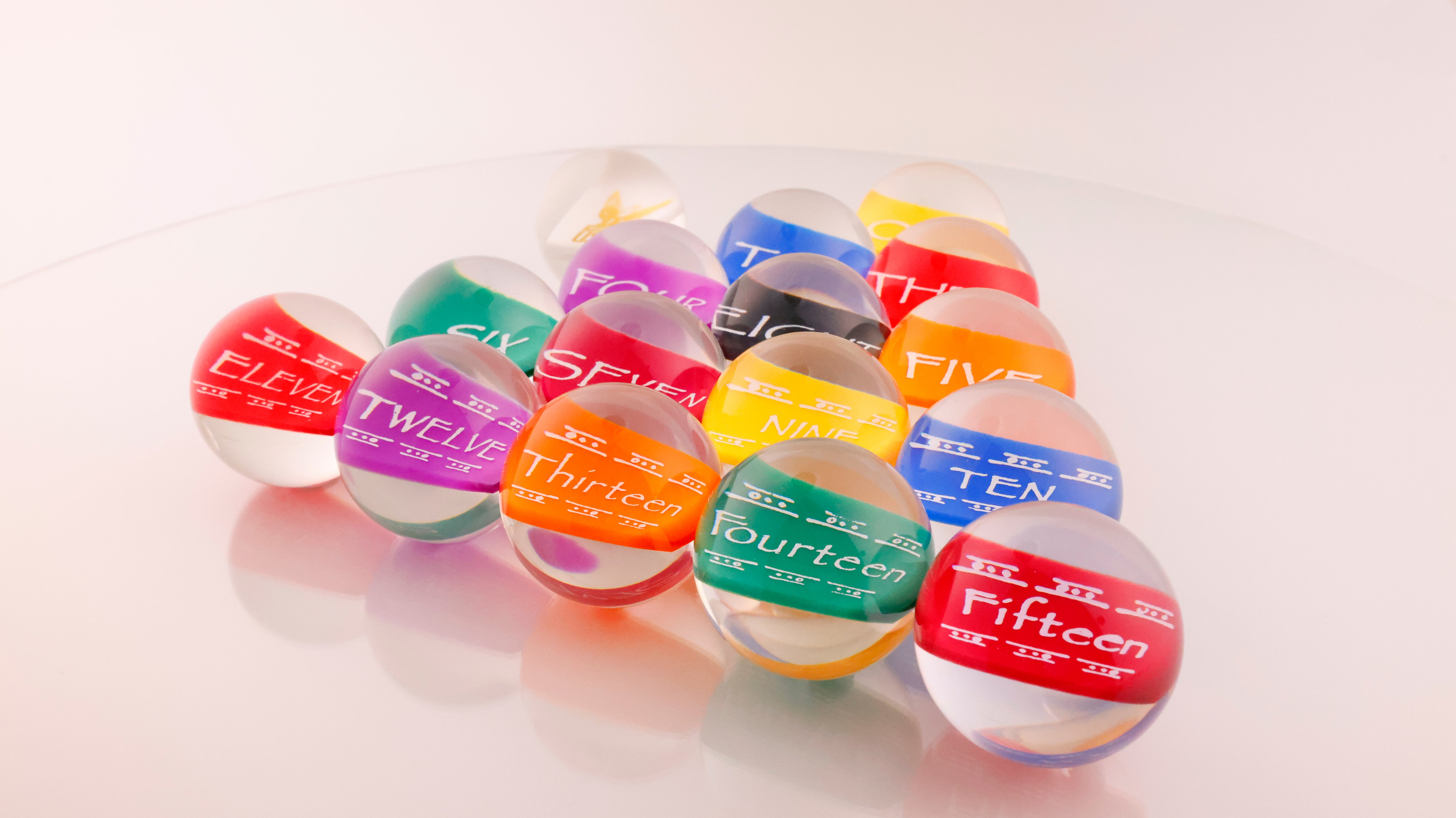 SRS Clear Pool Balls (White Print)