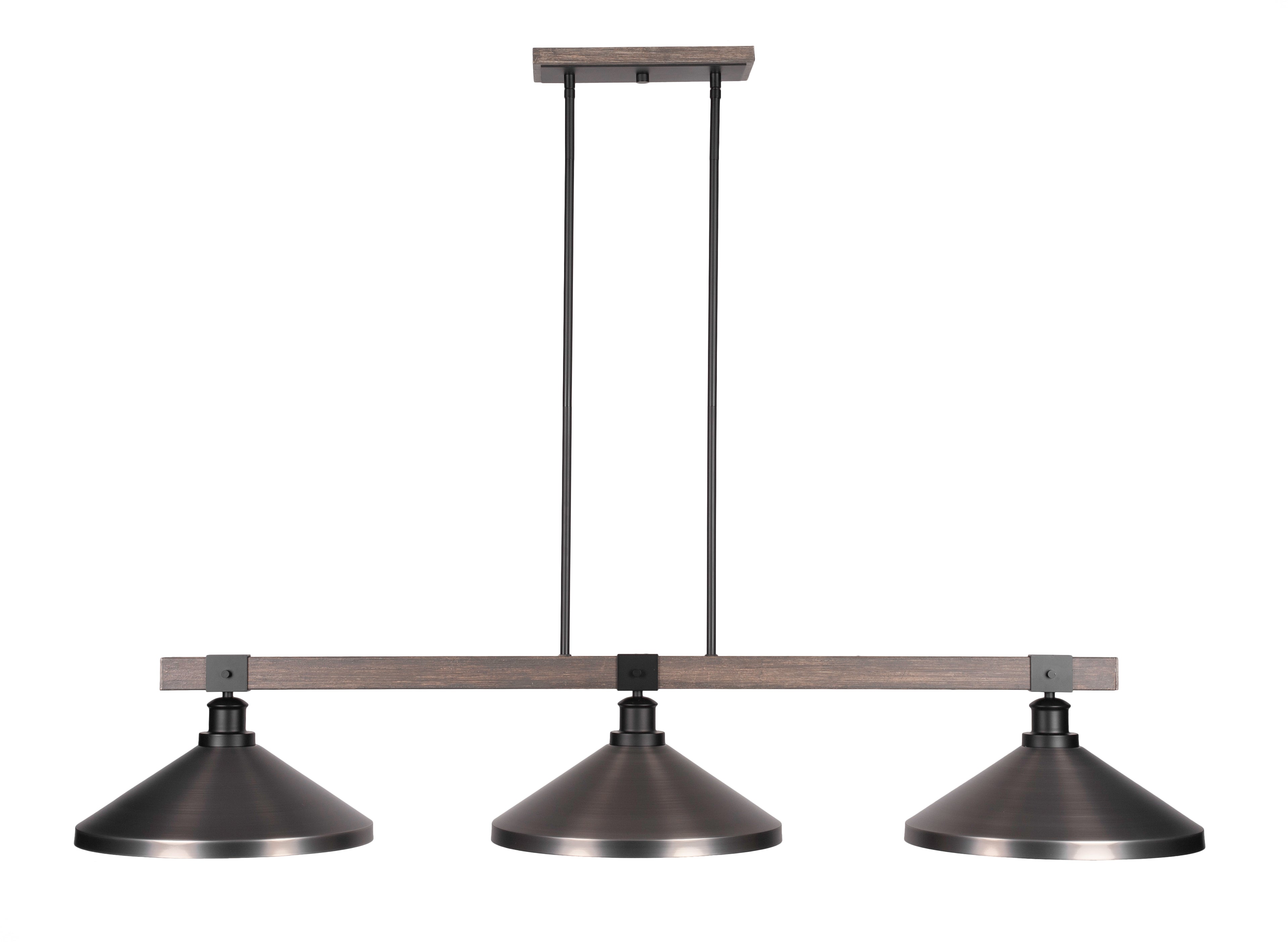 Toltec 1863-MBDW-424-GP Tacoma 3 Bulbs Bar Billiards Pool Table Island Light - coolpooltables.com