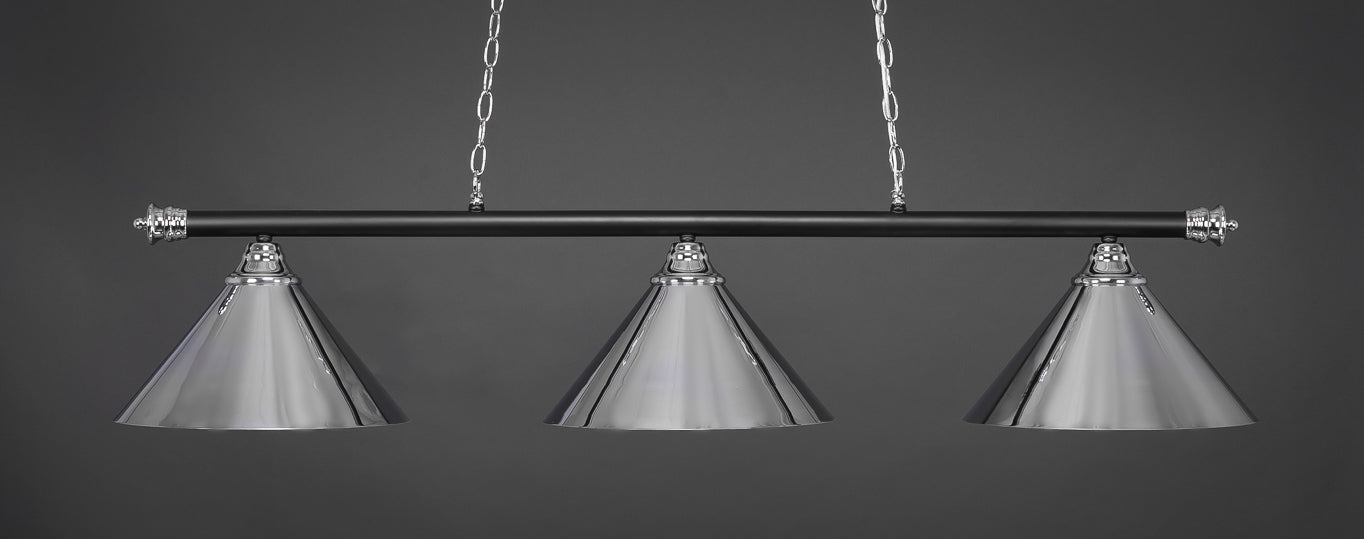 Toltec 373-CHMB-420-CH Oxford 3 Bulbs Bar Billiards Pool Table Island Light - coolpooltables.com