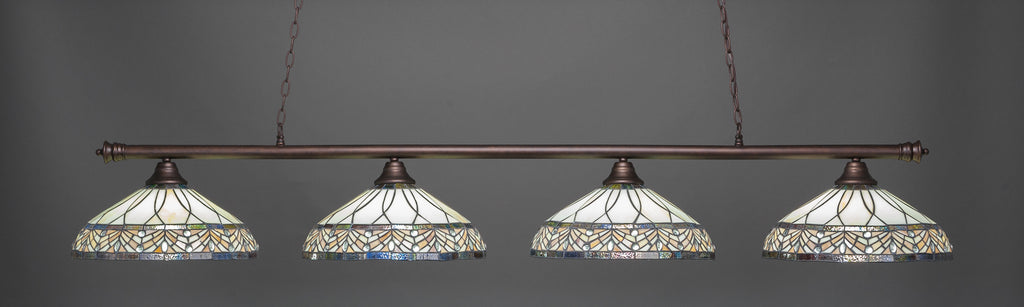 Toltec 374-BRZ-948 Oxford 4 Bulbs Bar Billiards Pool Table Island Light