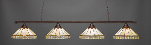 Toltec 374-BRZ-964 Oxford 4 Bulbs Bar Billiards Pool Table Island Light
