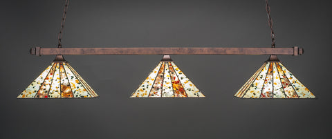Toltec 403-BRZ-956 Square 3 Bulbs Bar Billiards Pool Table Island Light