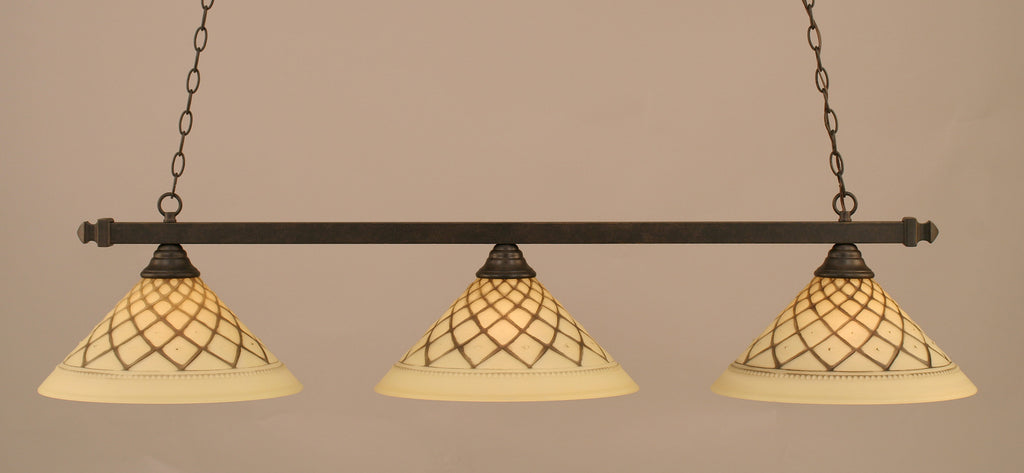 Toltec 803-DG-718 Square 3 Bulbs Bar Billiards Pool Table Island Light