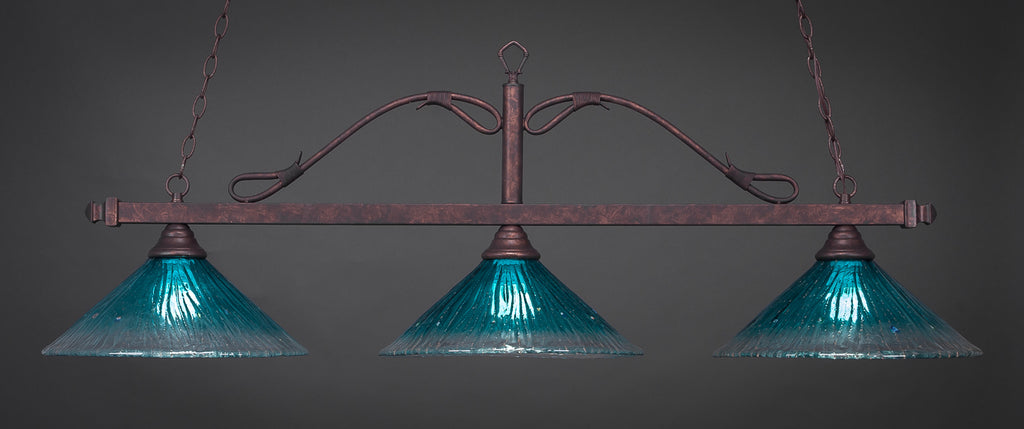 Toltec 823-BRZ-715 Scroll 3 Bulbs Bar Billiards Pool Table Island Light