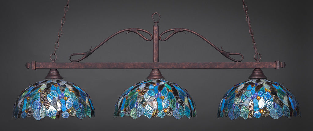 Toltec 823-BRZ-995 Scroll 3 Bulbs Bar Billiards Pool Table Island Light