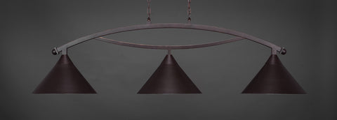 Toltec 873-DG-420 Bow 3 Bulbs Bar Billiards Pool Table Island Light