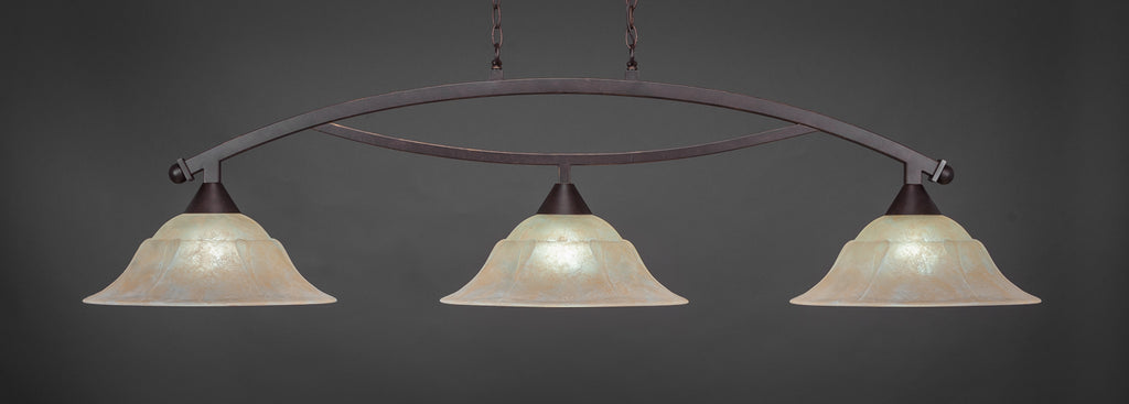 Toltec 873-DG-53613 Bow 3 Bulbs Bar Billiards Pool Table Island Light