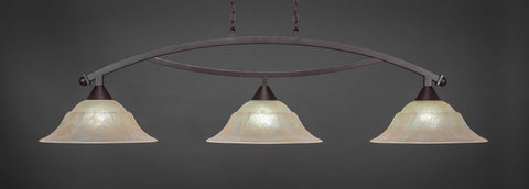 Toltec 873-DG-53613 Bow 3 Bulbs Bar Billiards Pool Table Island Light