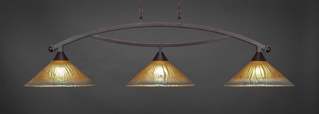 Toltec 873-DG-710 Bow 3 Bulbs Bar Billiards Pool Table Island Light