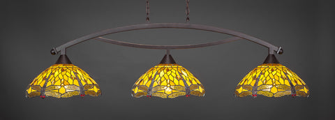 Toltec 873-DG-946 Bow 3 Bulbs Bar Billiards Pool Table Island Light