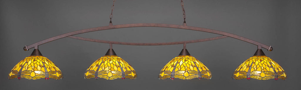 Toltec 874-BRZ-946 Bow 4 Bulbs Bar Billiards Pool Table Island Light