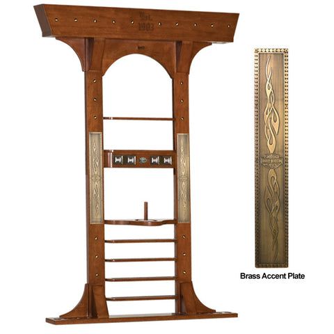 Harley-Davidson¨ Bar & Shield Flames Wall Cue Rack - Heritage Brown Finish