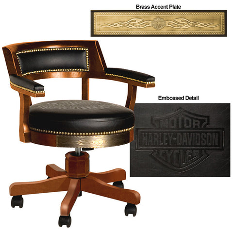 Harley-Davidson¨ Bar & Shield Flames Poker Chair - Heritage Brown Finish