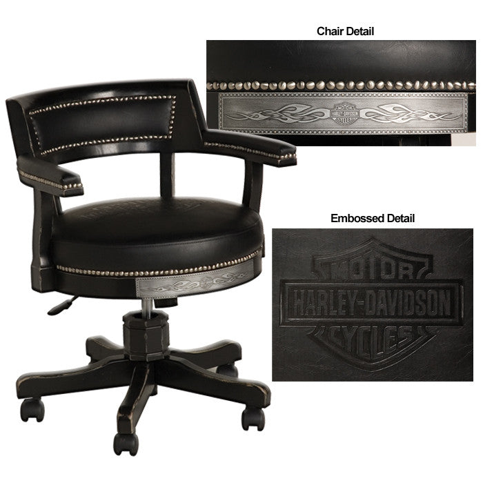 Harley-Davidson¨ Bar & Shield Flames Poker Chair - Vintage Black Finish