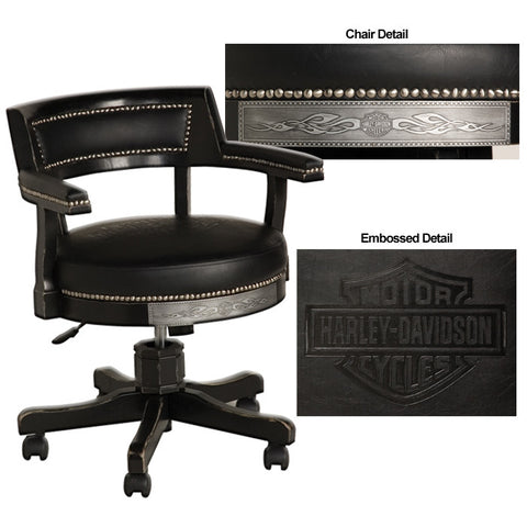 Harley-Davidson¨ Bar & Shield Flames Poker Chair - Vintage Black Finish