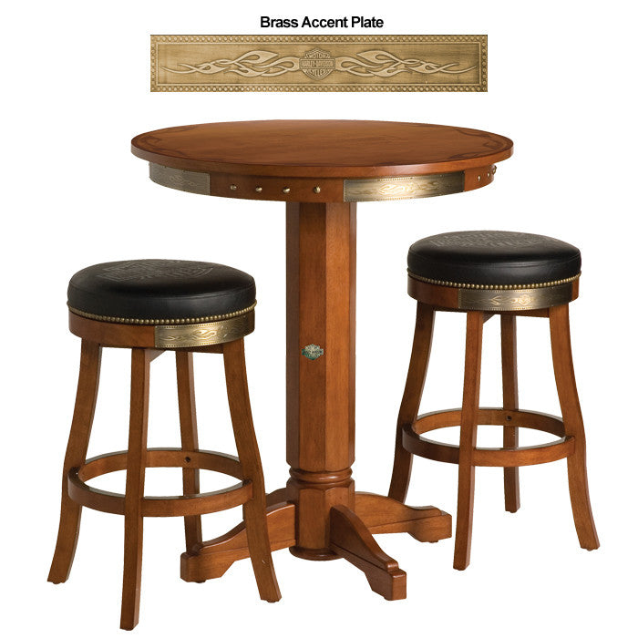 Harley-Davidson¨ Bar & Shield Flames Pub Table & Stool Set - Vintage Brown