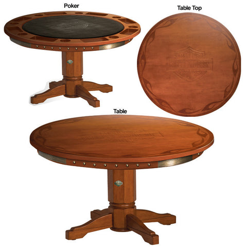 Harley-Davidson¨ Bar & Shield Flames Poker Table - Heritage Brown Finish