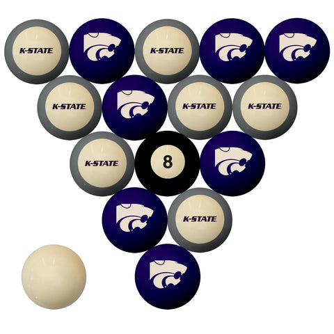 NCAA Kansas State Wildcats Numbered Pool Balls Set - College Football Billiards