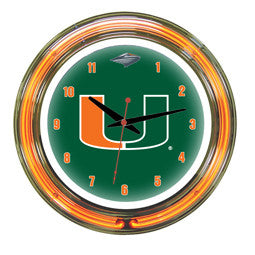Miami Hurricanes 14" Neon Clock