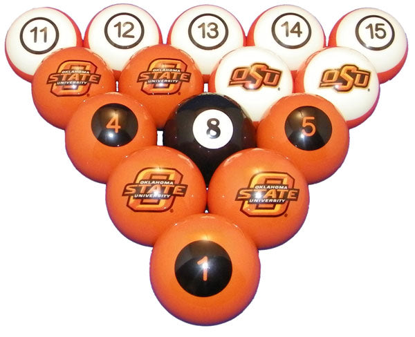 NCAA Oklahoma State Cowboys Numbered Pool Balls Set - College Football Billiards