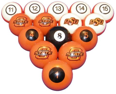 NCAA Oklahoma State Cowboys Numbered Pool Balls Set - College Football Billiards