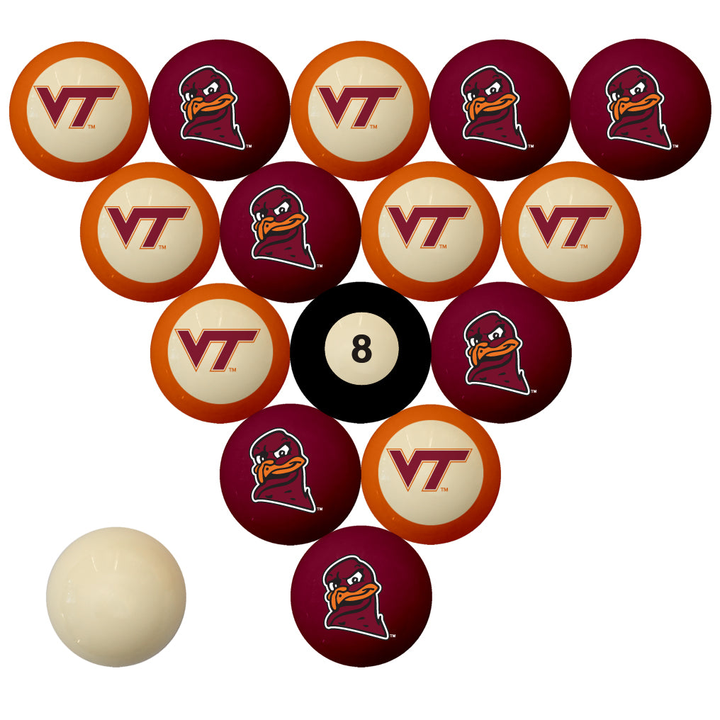 NCAA Virginia Tech Hokies Numbered Pool Balls Set - College Football Billiards