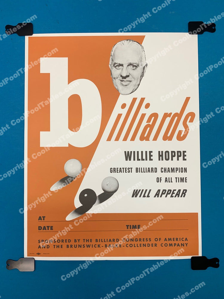 Billiard Poster - Willie Hoppe