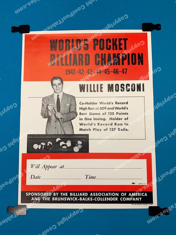 Billiard Poster - Willie Mosconi World Champion