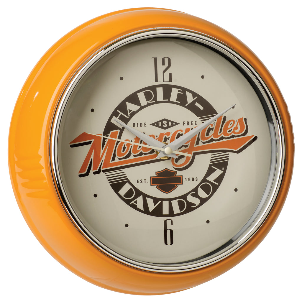 Harley Davidson Ride Retro Diner Clock - HDL-16643 - Orange
