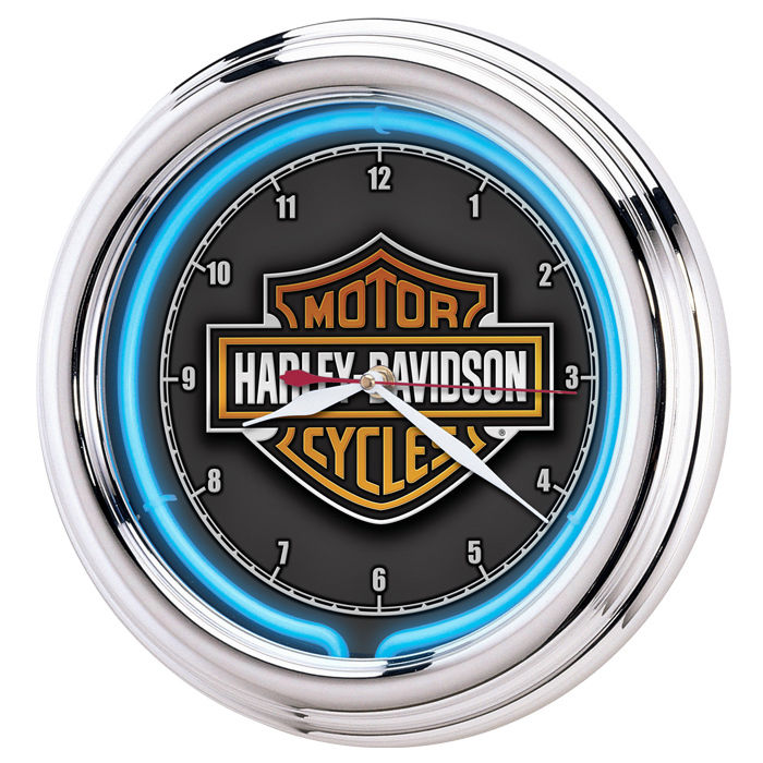 Harley-Davidson Essential Bar & Shield Blue Neon Clock HDL-16675