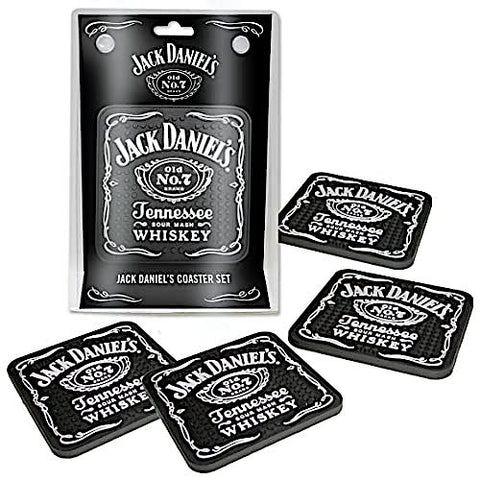 Jack Daniel’s JD-38515 Black Rubber 4-Piece Coaster Set