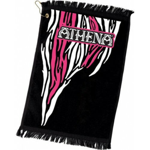 Athena Zebra Pool Billiards Hand Towel Pink/White Print