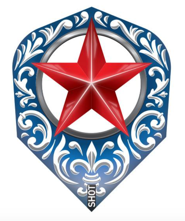 Shot! Darts SF6620 Wild Frontier Trailblazer -Dart Flight Blue With Red Star Set - Small Standard