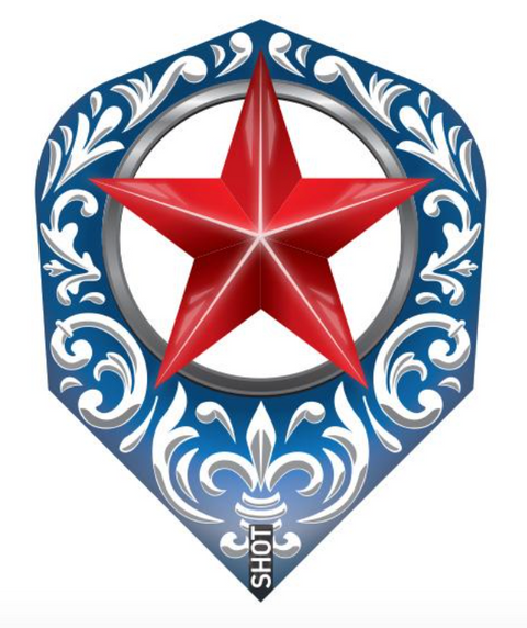 Shot! Darts SF6620 Wild Frontier Trailblazer -Dart Flight Blue With Red Star Set - Small Standard